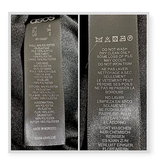 ASOS Black dress with Faux fur trim at the hem line,  size 2 - Picture 7 of 14